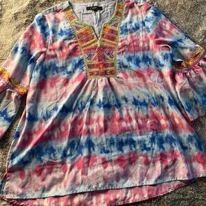 Caleooa Colorful Tie-Dye Women's Top size large